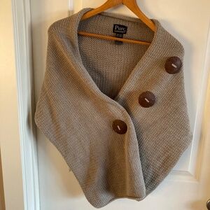 Pure Handknit Vintage Adjustable Scarf Wrap Shawl Very Well Made Tan Color